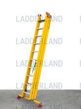 GVK 3delige reform- en schuifladder in fiber met alu sporte en stabilisatiebalk.(kunststof ladder)